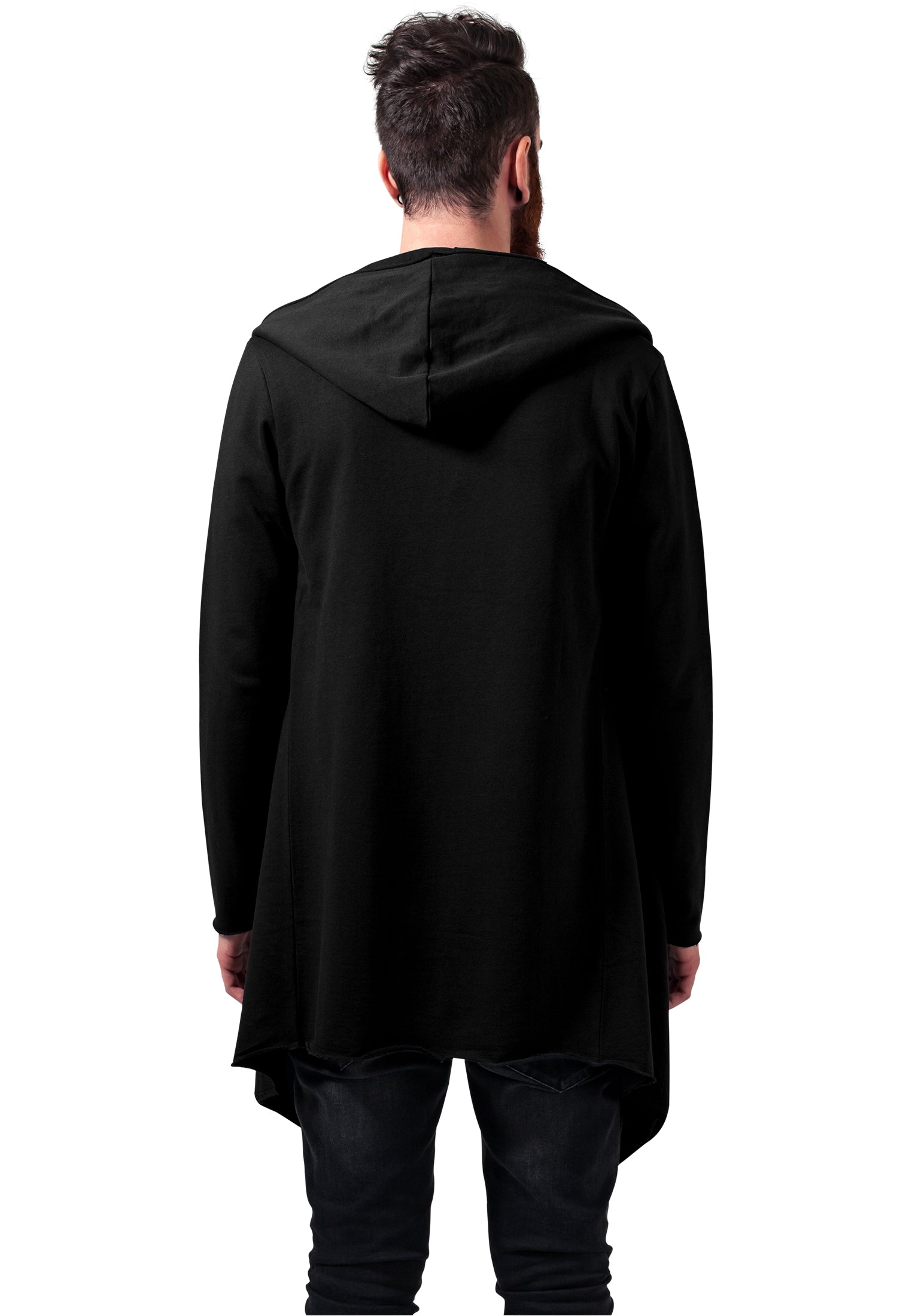 TB 1389 Long Hooded Open Edge Cardigan