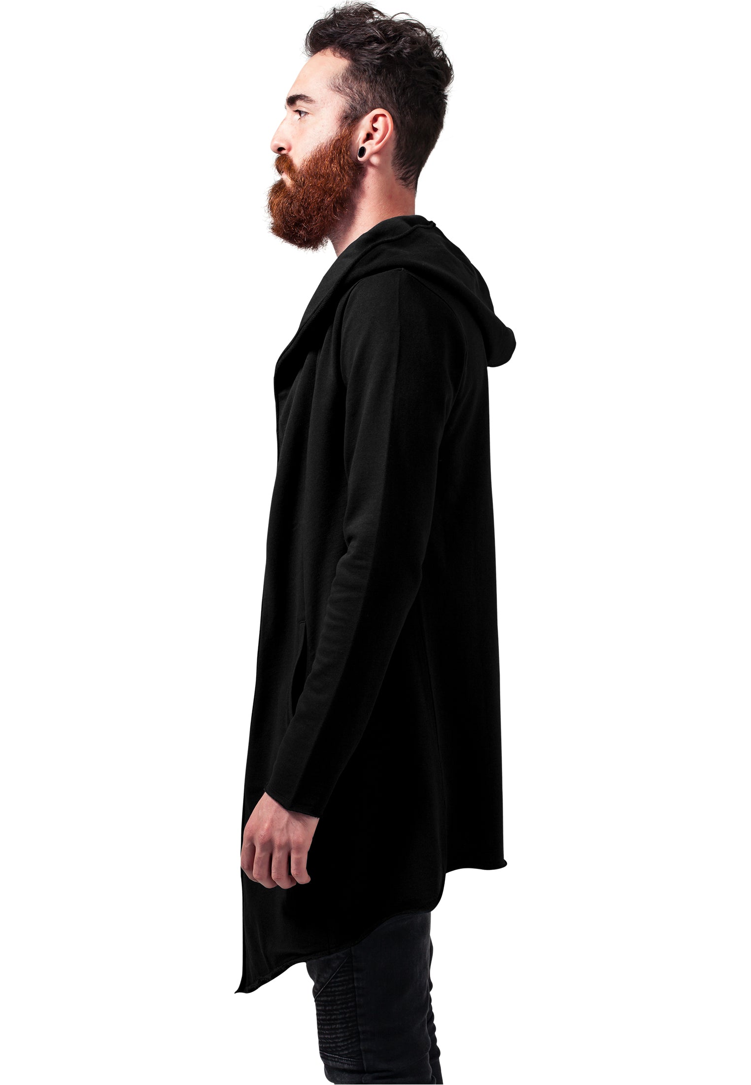 TB 1389 Long Hooded Open Edge Cardigan