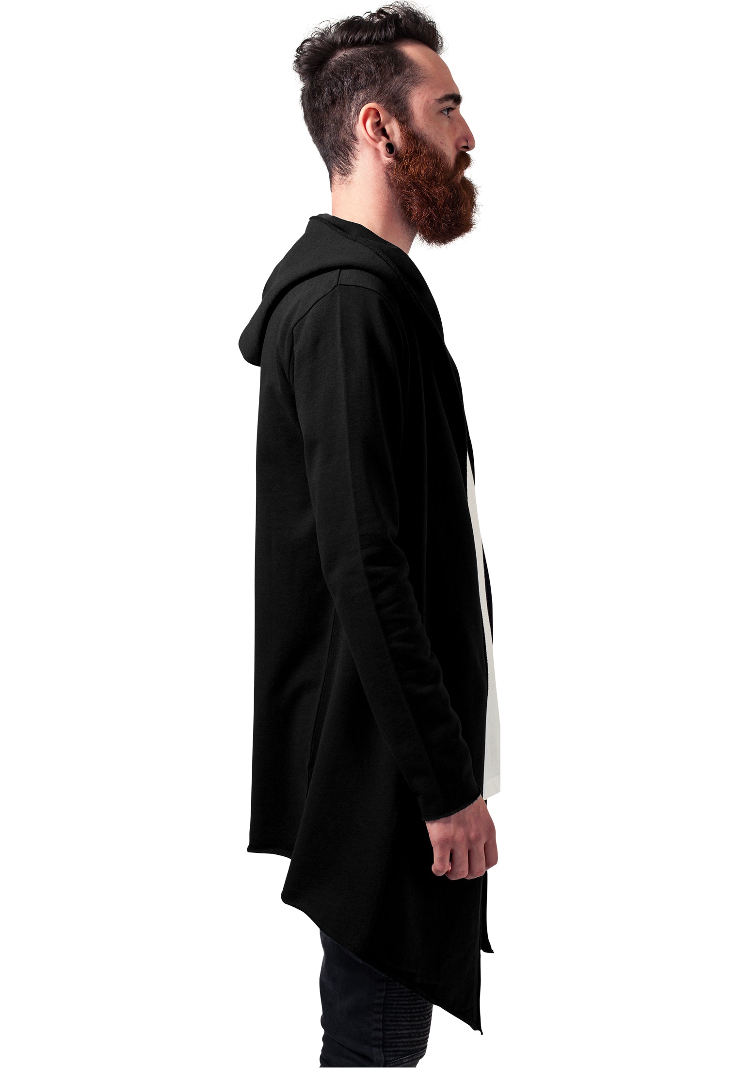 TB 1389 Long Hooded Open Edge Cardigan
